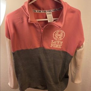 Pink hoodie, collar, half zip up